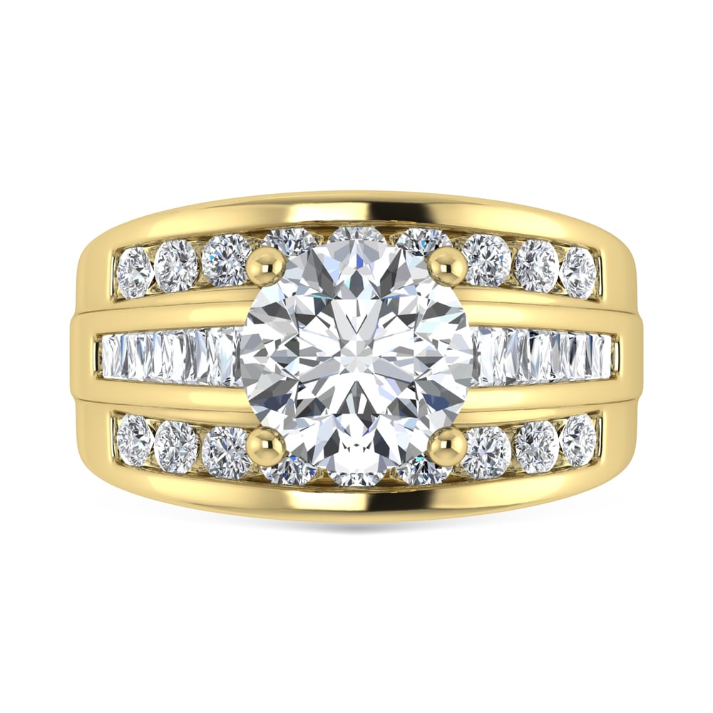 10K Yellow Gold Lab Grown Diamond 2 7/8 Ct.Tw. Round Shape Engagement Ring (IGI Certified 2CT)