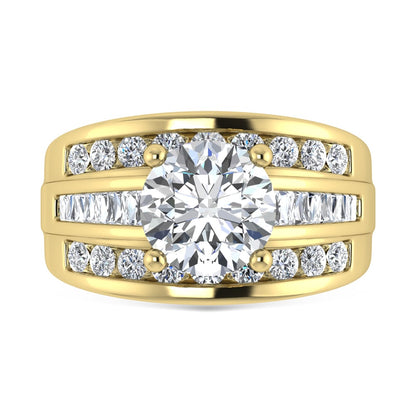 10K Yellow Gold Lab Grown Diamond 2 7/8 Ct.Tw. Round Shape Engagement Ring (IGI Certified 2CT)