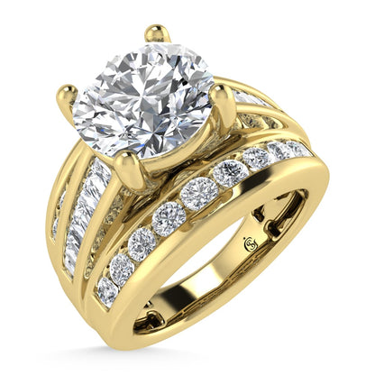 10K Yellow Gold Lab Grown Diamond 2 7/8 Ct.Tw. Round Shape Engagement Ring (IGI Certified 2CT)