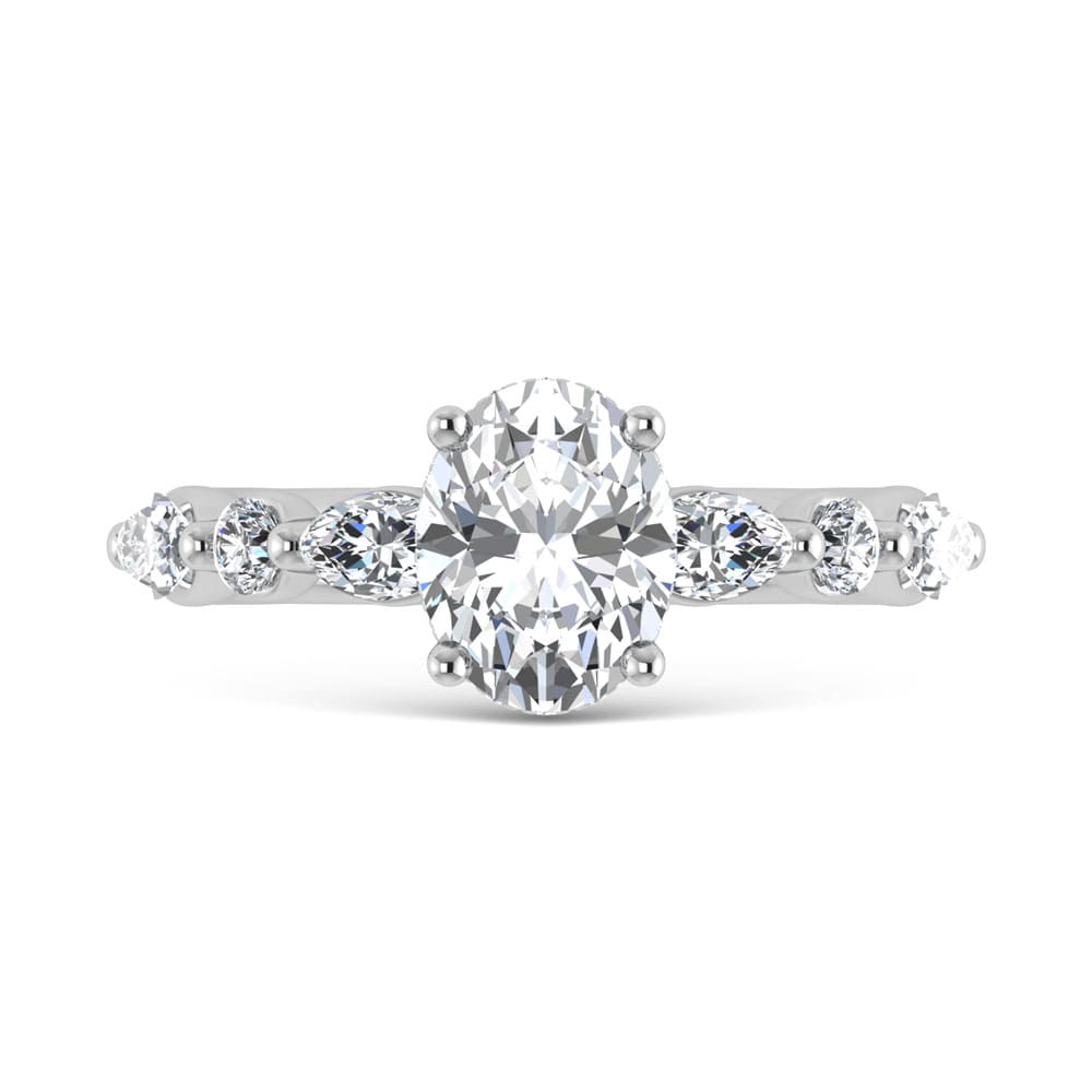 14K White Gold Lab Grown Diamond 2 5/8 Ct.Tw. IGI Certified Marquise and Round Shape Halo Engagement Ring (Center Oval)