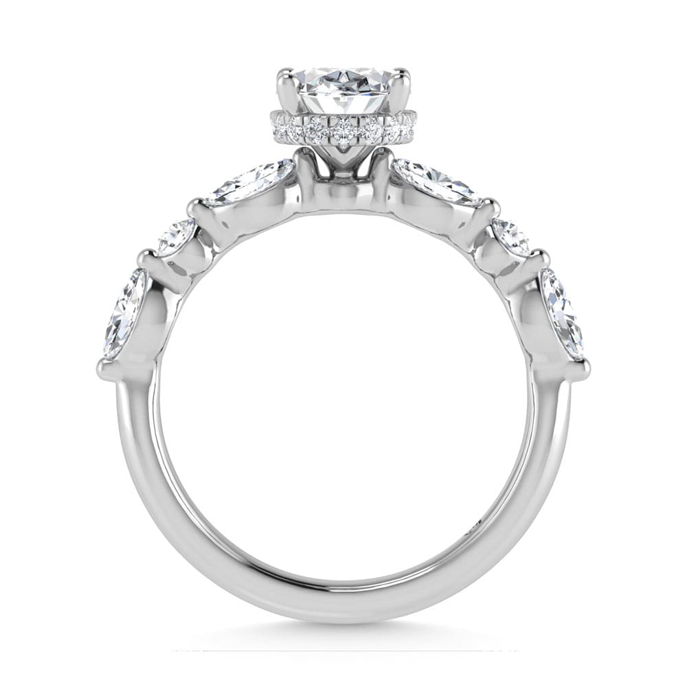14K White Gold Lab Grown Diamond 2 5/8 Ct.Tw. IGI Certified Marquise and Round Shape Halo Engagement Ring (Center Oval)