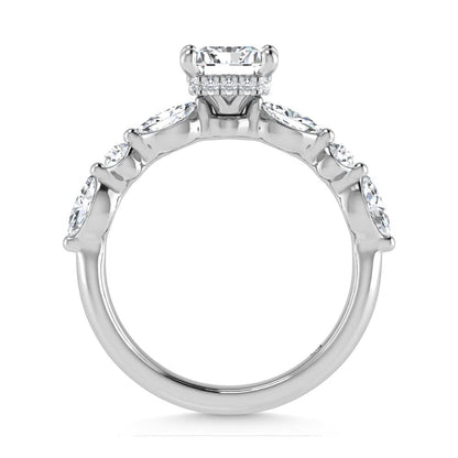 14K White Gold Lab Grown Diamond 2 5/8 Ct.Tw. IGI Certified Marquise and Round Shape Halo Engagement Ring (Center Radiat)