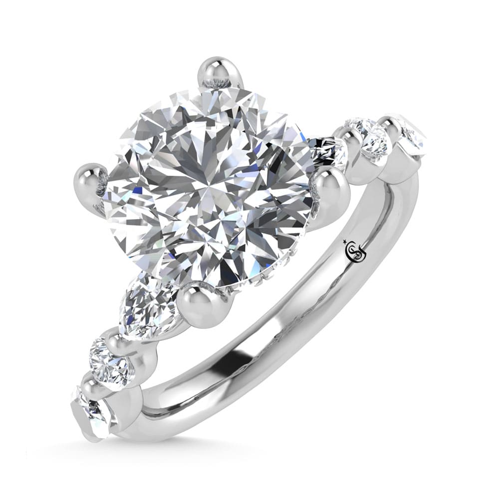 14K White Gold Lab Grown Diamond 2 5/8 Ct.Tw. IGI Certified Marquise and Round Shape Halo Engagement Ring (Center Round)