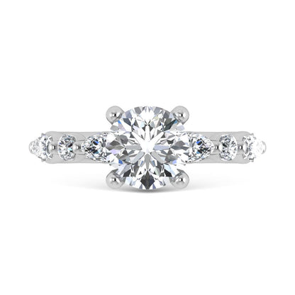 14K White Gold Lab Grown Diamond 2 5/8 Ct.Tw. IGI Certified Marquise and Round Shape Halo Engagement Ring (Center Round)
