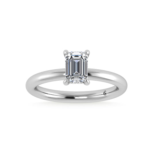 14K White Gold Lab Grown Diamond 1 1/20Ct.Tw. Emerald Shape IGI Certified Engagement Ring (Center 1ct)