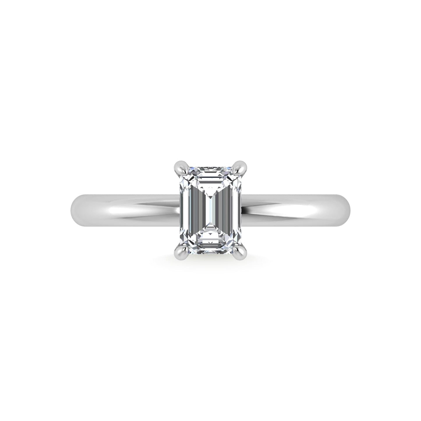 14K White Gold Lab Grown Diamond 1 1/20Ct.Tw. Emerald Shape IGI Certified Engagement Ring (Center 1ct)