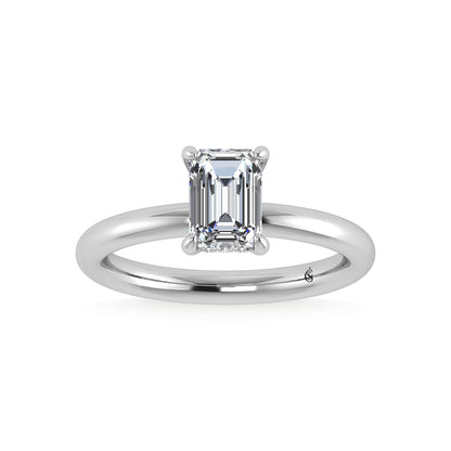 14K White Gold Lab Grown Diamond 1 1/2 Ct.Tw. Emerald Shape IGI Certified Engagement Ring (Center 1.5ct)