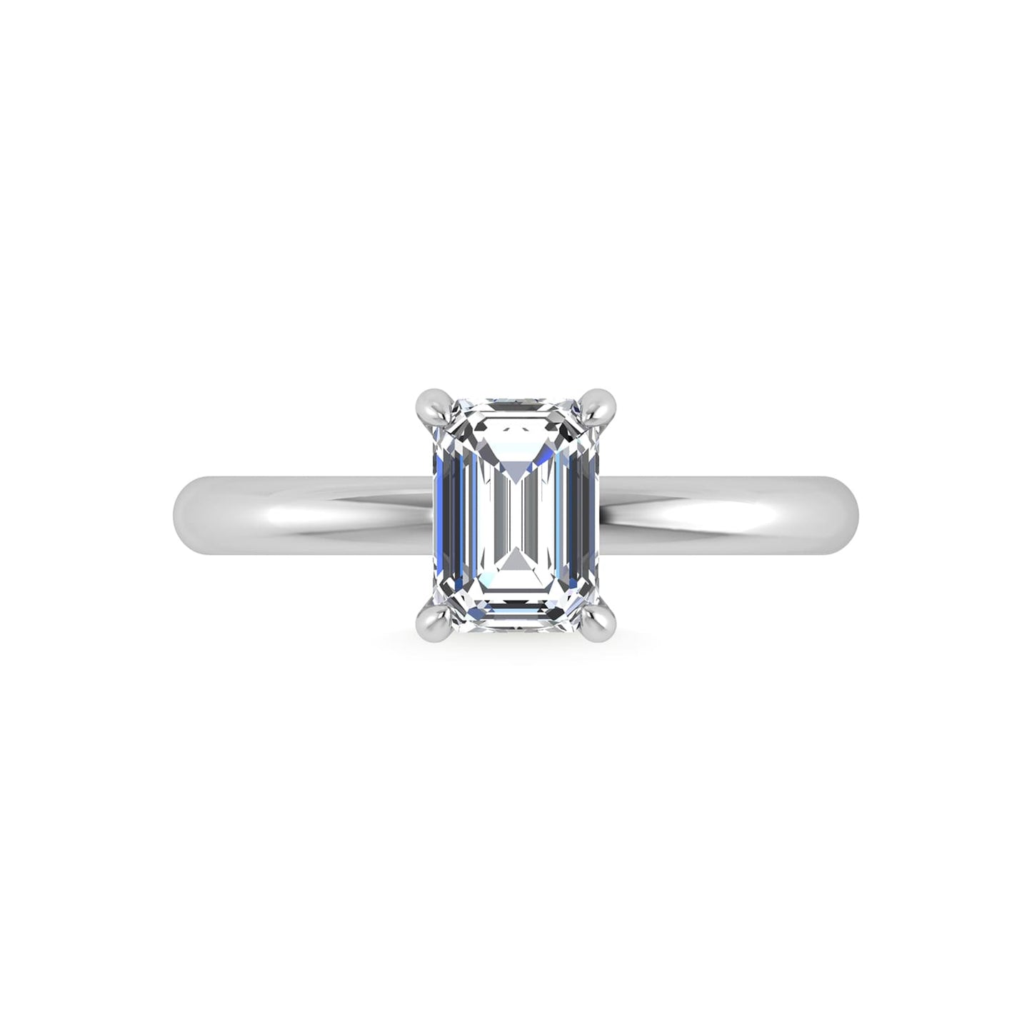 14K White Gold Lab Grown Diamond 1 1/2 Ct.Tw. Emerald Shape IGI Certified Engagement Ring (Center 1.5ct)