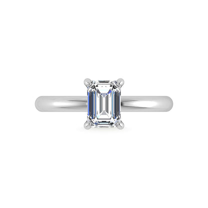 14K White Gold Lab Grown Diamond 1 1/2 Ct.Tw. Emerald Shape IGI Certified Engagement Ring (Center 1.5ct)