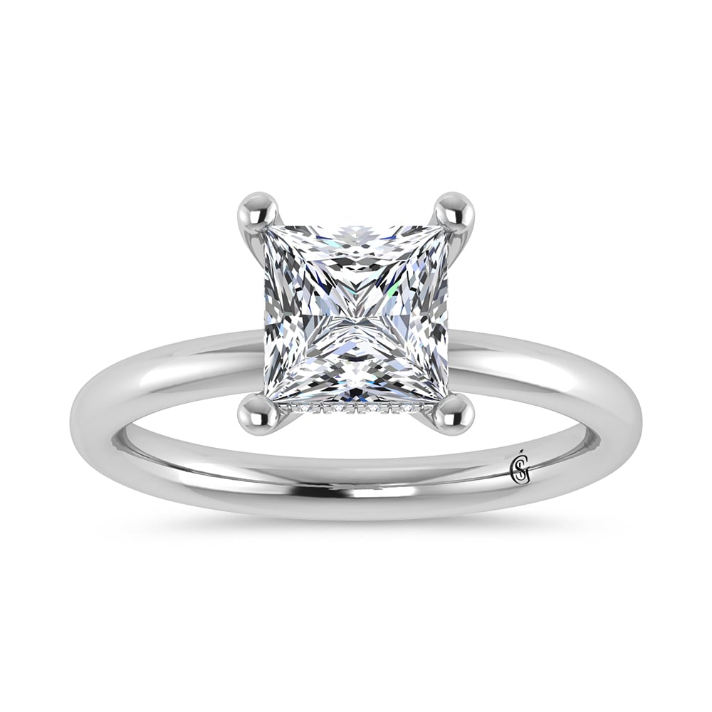 14K White Gold Lab Grown Princess Shape Lab Grown Diamond 1 1/2 ct.tw. Certified Solitaire Engagement Ring (Center 1 1/2 ctw)