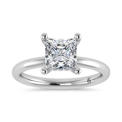 14K White Gold Lab Grown Princess Shape Lab Grown Diamond 1 1/2 ct.tw. Certified Solitaire Engagement Ring (Center 1 1/2 ctw)
