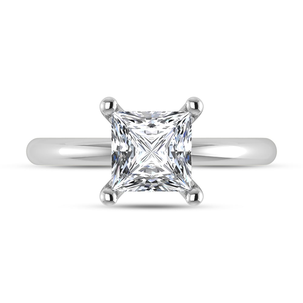 14K White Gold Lab Grown Princess Shape Lab Grown Diamond 1 1/2 ct.tw. Certified Solitaire Engagement Ring (Center 1 1/2 ctw)