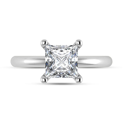 14K White Gold Lab Grown Princess Shape Lab Grown Diamond 1 1/2 ct.tw. Certified Solitaire Engagement Ring (Center 1 1/2 ctw)