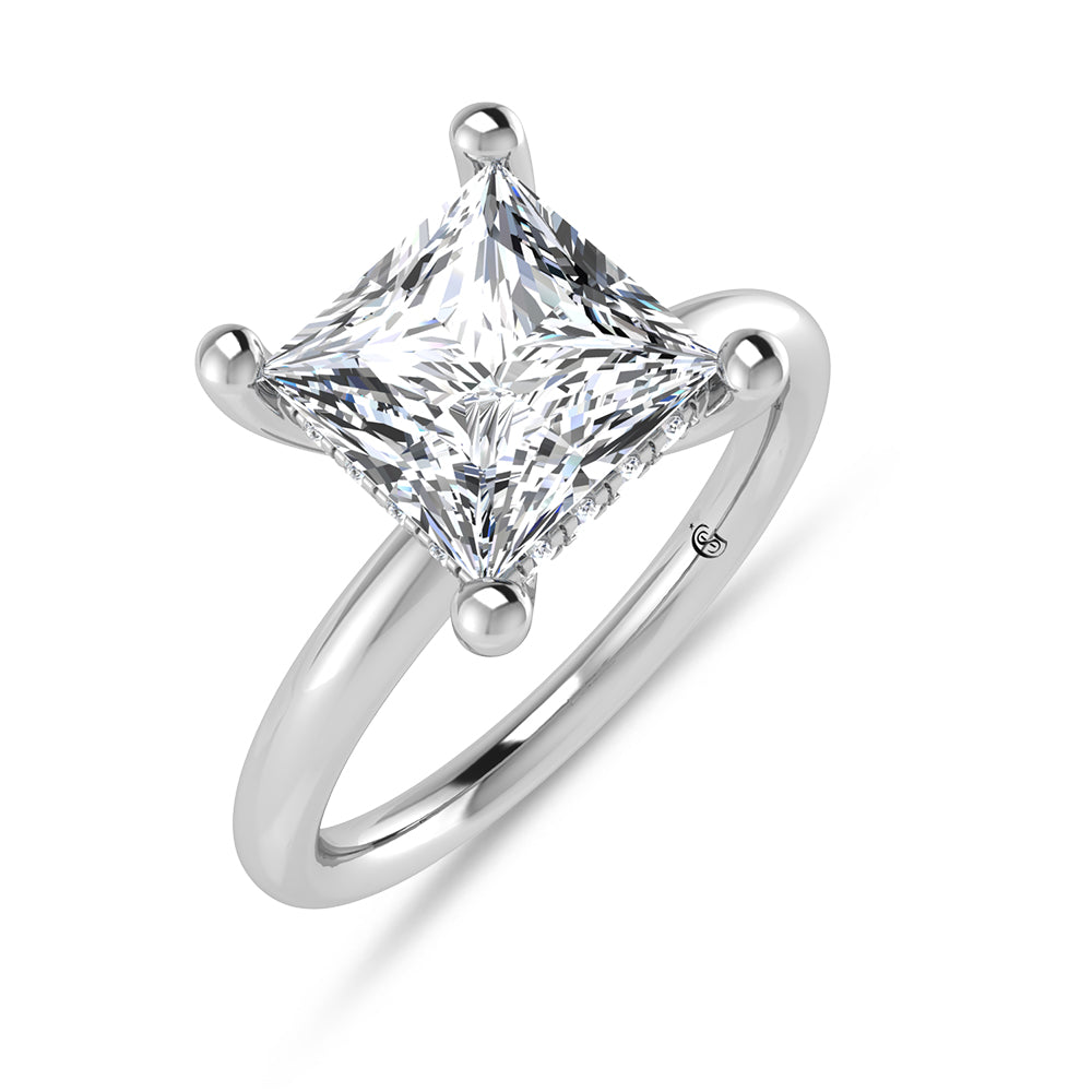 14K White Gold Lab Grown Princess Shape Lab Grown Diamond 1 1/2 ct.tw. Certified Solitaire Engagement Ring (Center 1 1/2 ctw)