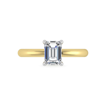 14K White Gold Lab Grown Diamond 1 1/2 Ct.Tw. Emerald Shape IGI Certified Engagement Ring (Center 1.5ct)