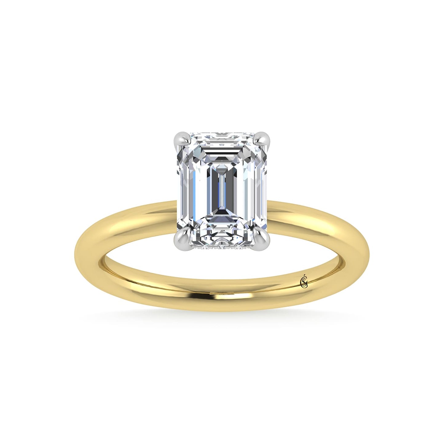 14K White Gold Lab Grown Diamond 2 1/20 Ct.Tw. Emerald Shape IGI Certified Engagement Ring (Center 2ct)