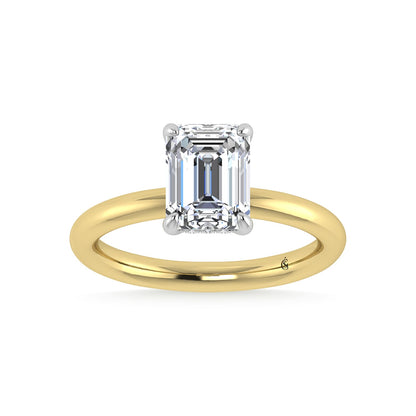 14K White Gold Lab Grown Diamond 2 1/20 Ct.Tw. Emerald Shape IGI Certified Engagement Ring (Center 2ct)