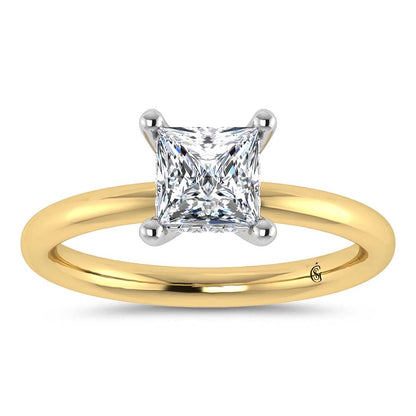 14K Yellow Gold Lab Grown Princess Shape Lab Grown Diamond 1 1/20 ct.tw. Certified Solitaire Engagement Ring (Center 1 ctw)
