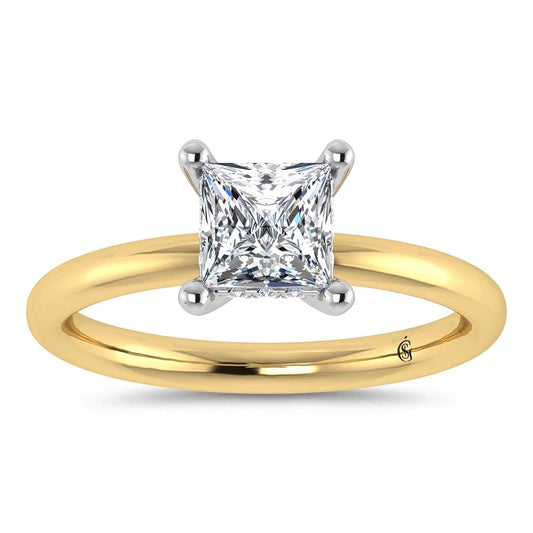 14K Yellow Gold Lab Grown Princess Shape Lab Grown Diamond 1 1/20 ct.tw. Certified Solitaire Engagement Ring (Center 1 ctw)