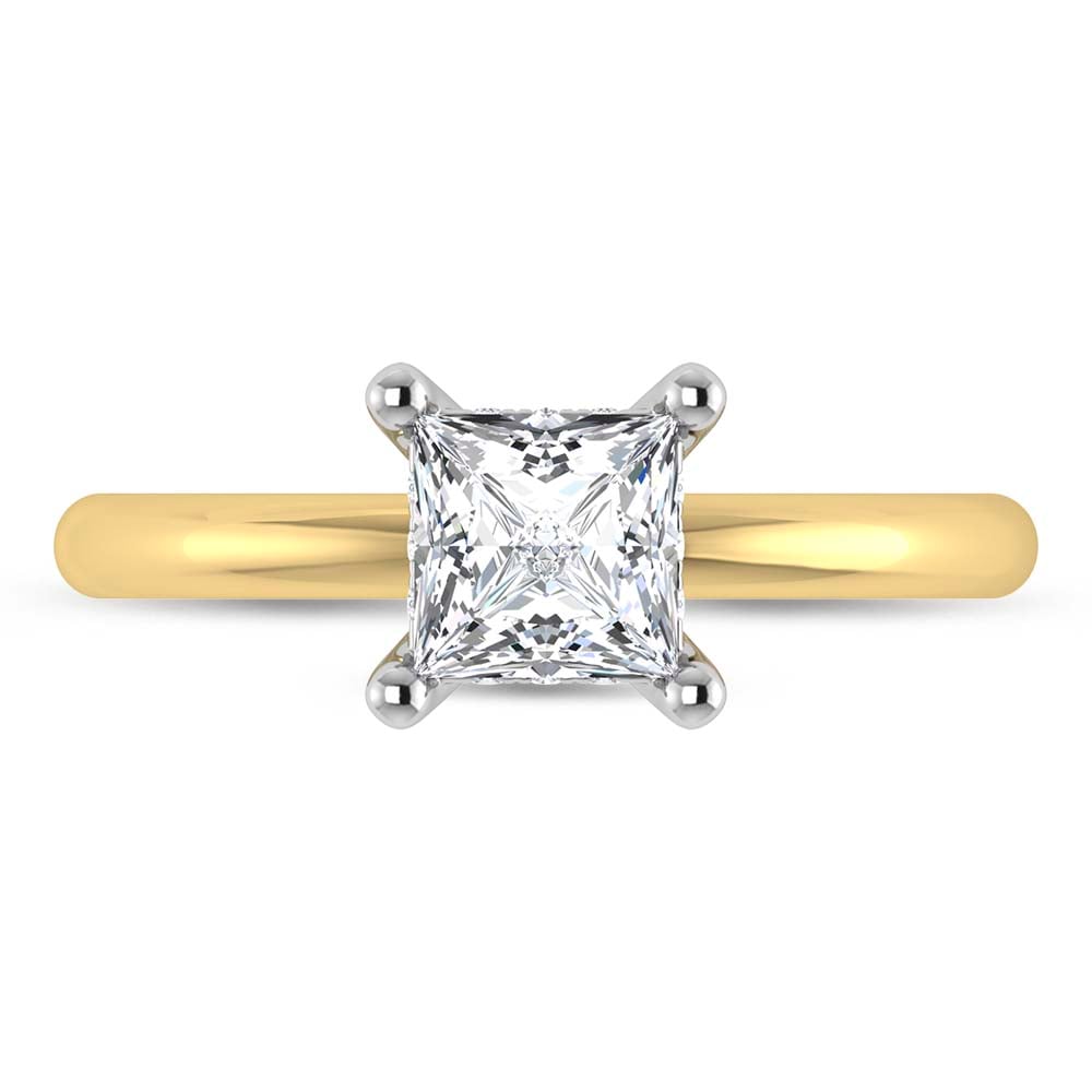 14K Yellow Gold Lab Grown Princess Shape Lab Grown Diamond 1 1/20 ct.tw. Certified Solitaire Engagement Ring (Center 1 ctw)