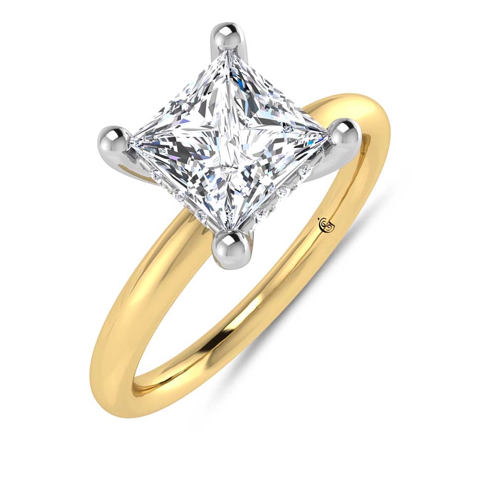14K Yellow Gold Lab Grown Princess Shape Lab Grown Diamond 1 1/20 ct.tw. Certified Solitaire Engagement Ring (Center 1 ctw)