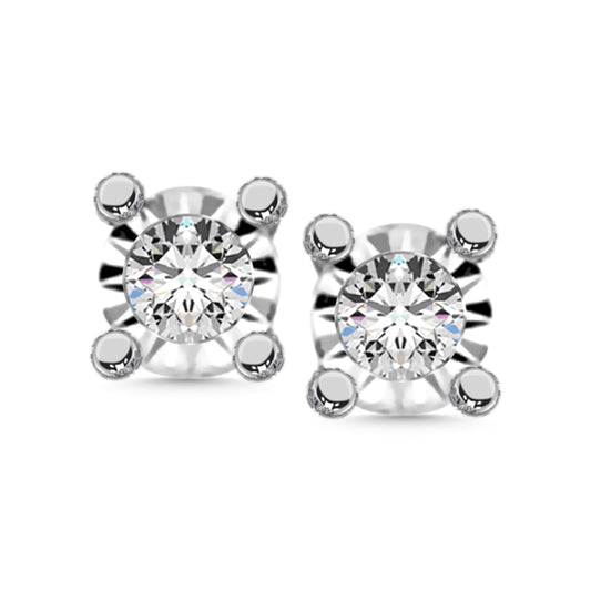 Sterling Silver Lab Grown Diamond 1/6 Ct.Tw. Illusion Stud Earrings (1/3CT Look)