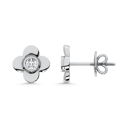 10K White Gold Lab Grown Diamond 1/10 Ct.Tw. Clover Earrings