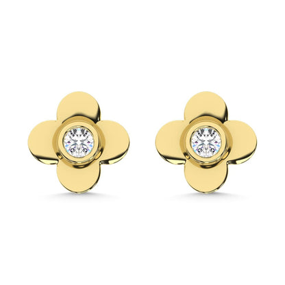10K Yellow Gold Lab Grown Diamond 1/10 Ct.Tw. Clover Earrings