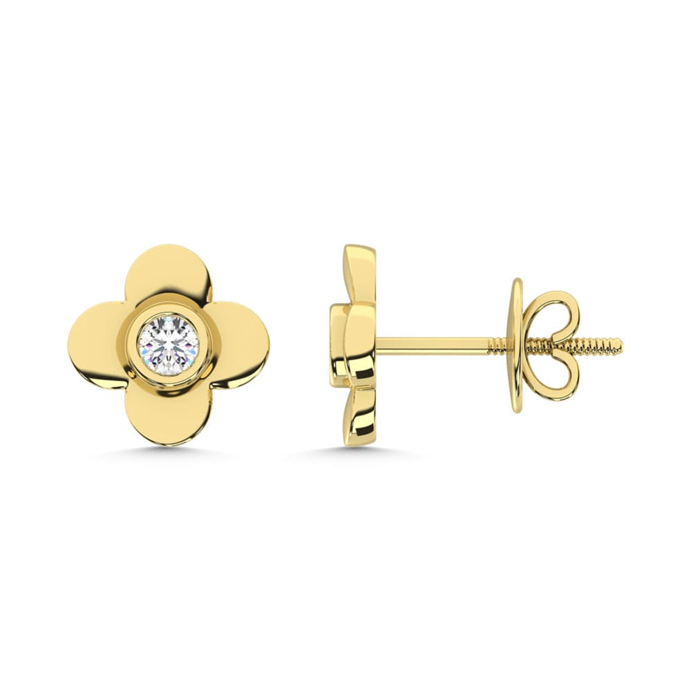 10K Yellow Gold Lab Grown Diamond 1/10 Ct.Tw. Clover Earrings