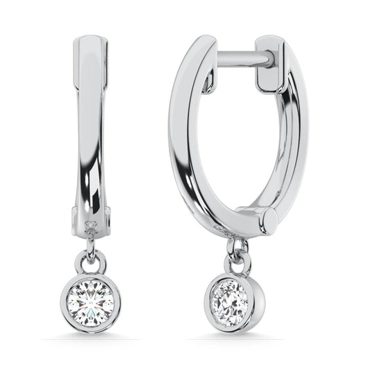10K White Gold Lab Grown Diamond 1/2 Ct.Tw. Round Shape Hoop Earrings