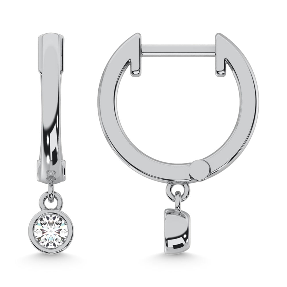 10K White Gold Lab Grown Diamond 1/5 Ct.Tw. Hoop Earrings