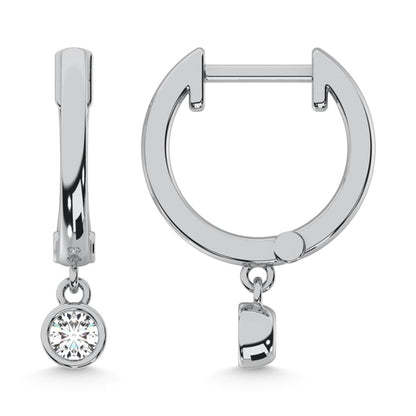 10K White Gold Lab Grown Diamond 1/4 Ct.Tw. Round Shape Hoop Earrings