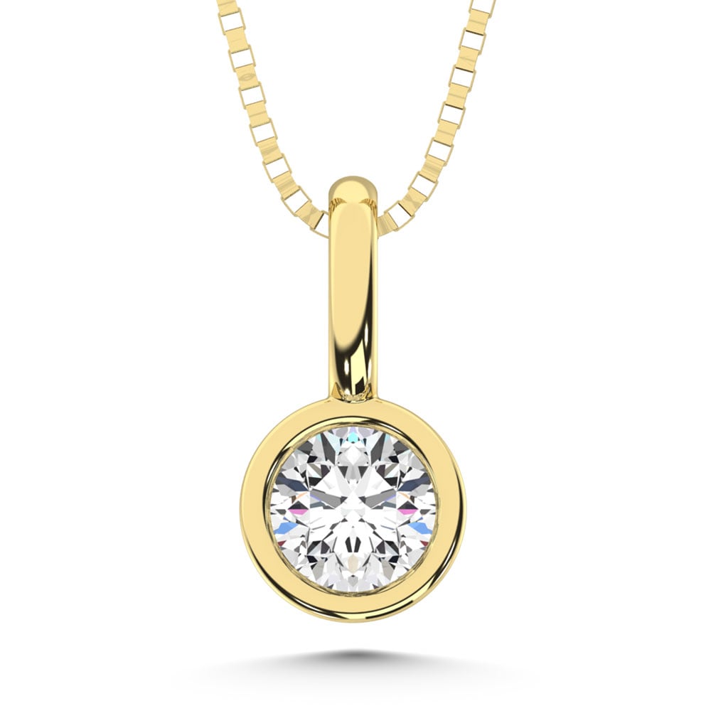 10K Yellow Gold Lab Grown Diamond 1/3 Ct.Tw. Round Shape Bezel Set Fashion Pendant