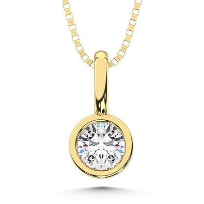 10K Yellow Gold Lab Grown Diamond 1/3 Ct.Tw. Round Shape Bezel Set Fashion Pendant