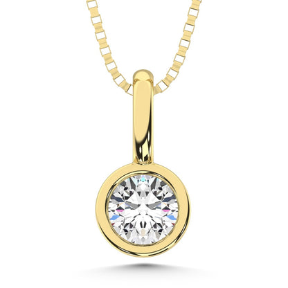 10K Yellow Gold Lab Grown Diamond 1/3 Ct.Tw. Round Shape Bezel Set Fashion Pendant