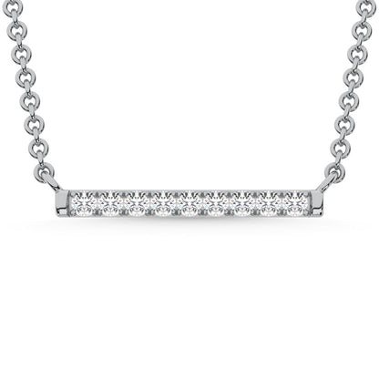 10K White Gold Lab Grown Diamond 1/10 Ct.Tw. Bar Necklace