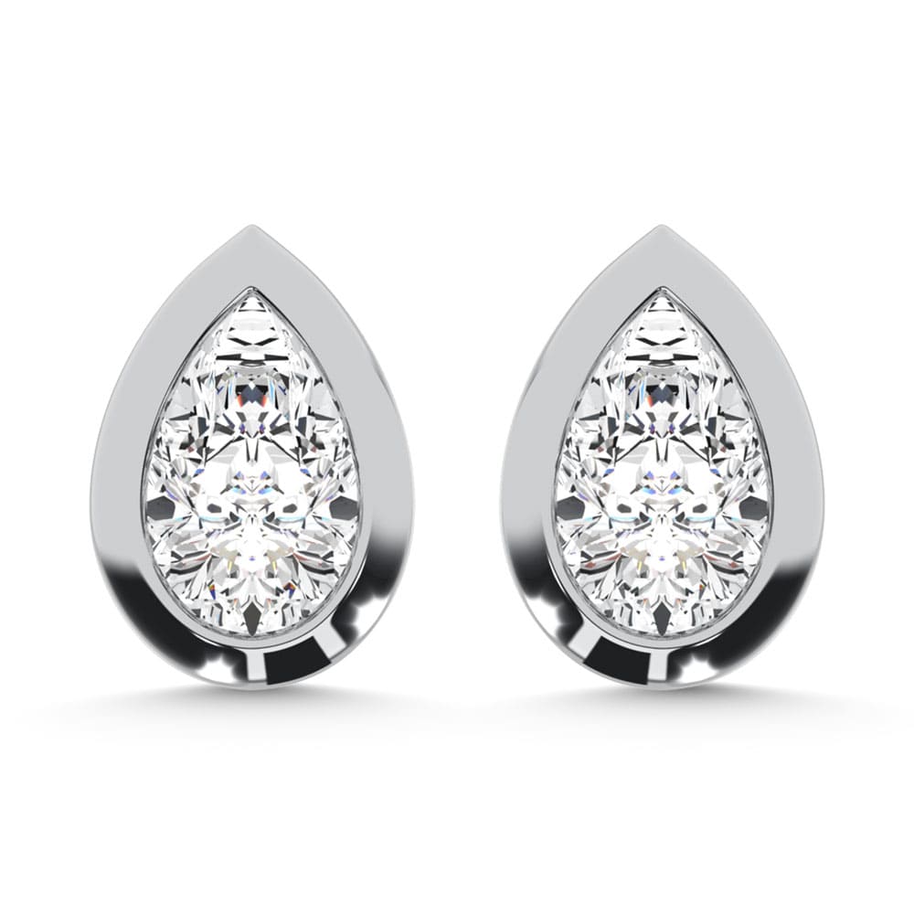 10K White Gold Lab Grown Diamond 1/5 Ct.Tw. Pear Shape Solitaire Stud Earrings