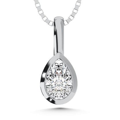 10K White Gold Lab Grown Diamond 1/6 Ct.Tw. Pear Shape Solitaire Pendant