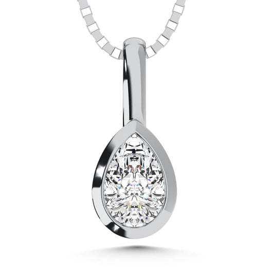 10K White Gold Lab Grown Diamond 1/6 Ct.Tw. Pear Shape Solitaire Pendant