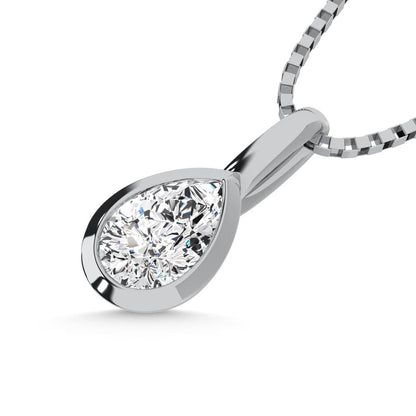 10K White Gold Lab Grown Diamond 1/6 Ct.Tw. Pear Shape Solitaire Pendant