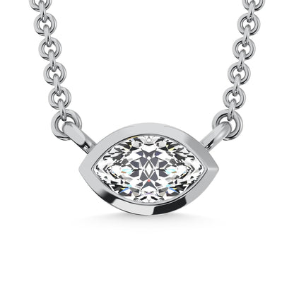 10K White Gold Lab Grown Diamond 1/6 Ct.Tw. Marquise Shape Fashion Necklace