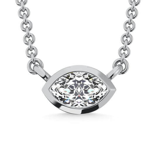 10K White Gold Lab Grown Diamond 1/6 Ct.Tw. Marquise Shape Fashion Necklace