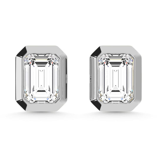 10K White Gold Lab Grown Diamond 1/5 Ct.Tw. Emerald Shape Stud Earrings