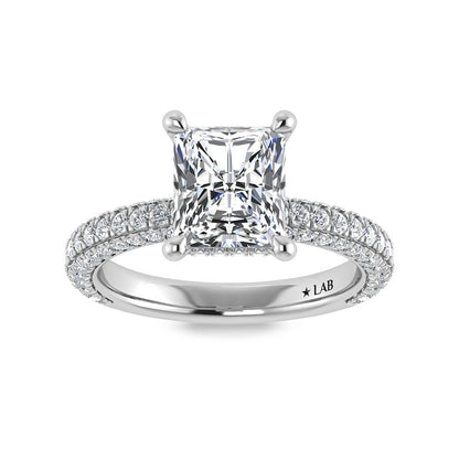 14K White Gold Lab Grown Diamond 4 Ct.Tw. IGI Certified Radiant Shape Halo Engagement Ring (Center 3CT)
