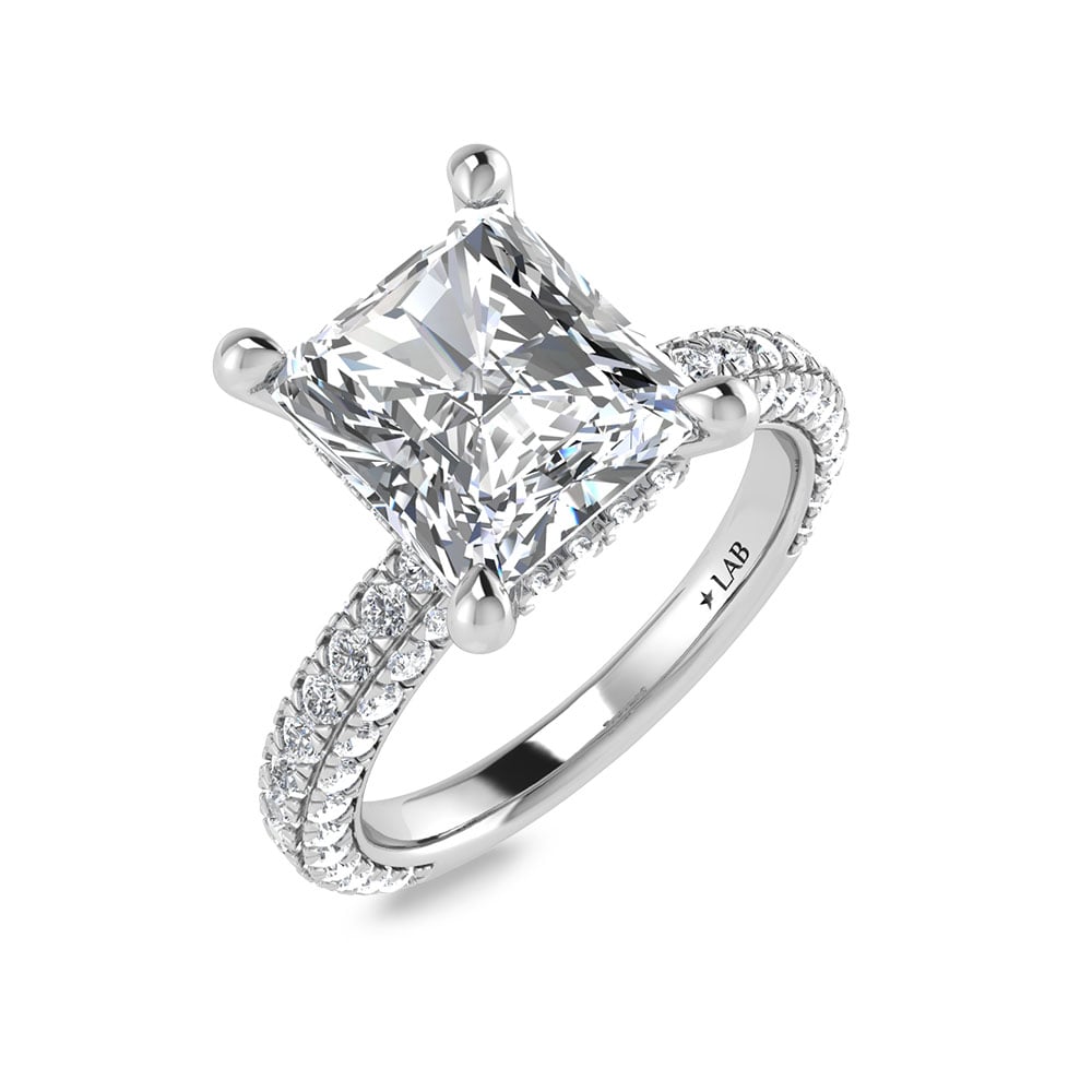 14K White Gold Lab Grown Diamond 4 Ct.Tw. IGI Certified Radiant Shape Halo Engagement Ring (Center 3CT)
