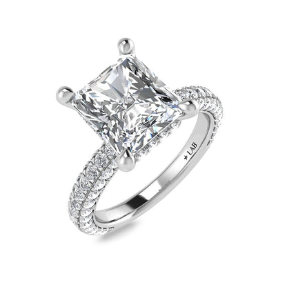 14K White Gold Lab Grown Diamond 4 Ct.Tw. IGI Certified Radiant Shape Halo Engagement Ring (Center 3CT)