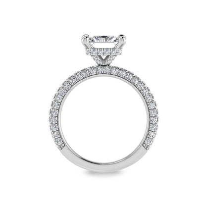 14K White Gold Lab Grown Diamond 4 Ct.Tw. IGI Certified Radiant Shape Halo Engagement Ring (Center 3CT)