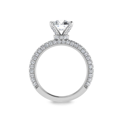 14K White Gold Lab Grown Diamond 3 Ct.Tw. IGI Certified Round Shape Halo Engagement Ring (Center 2CT)