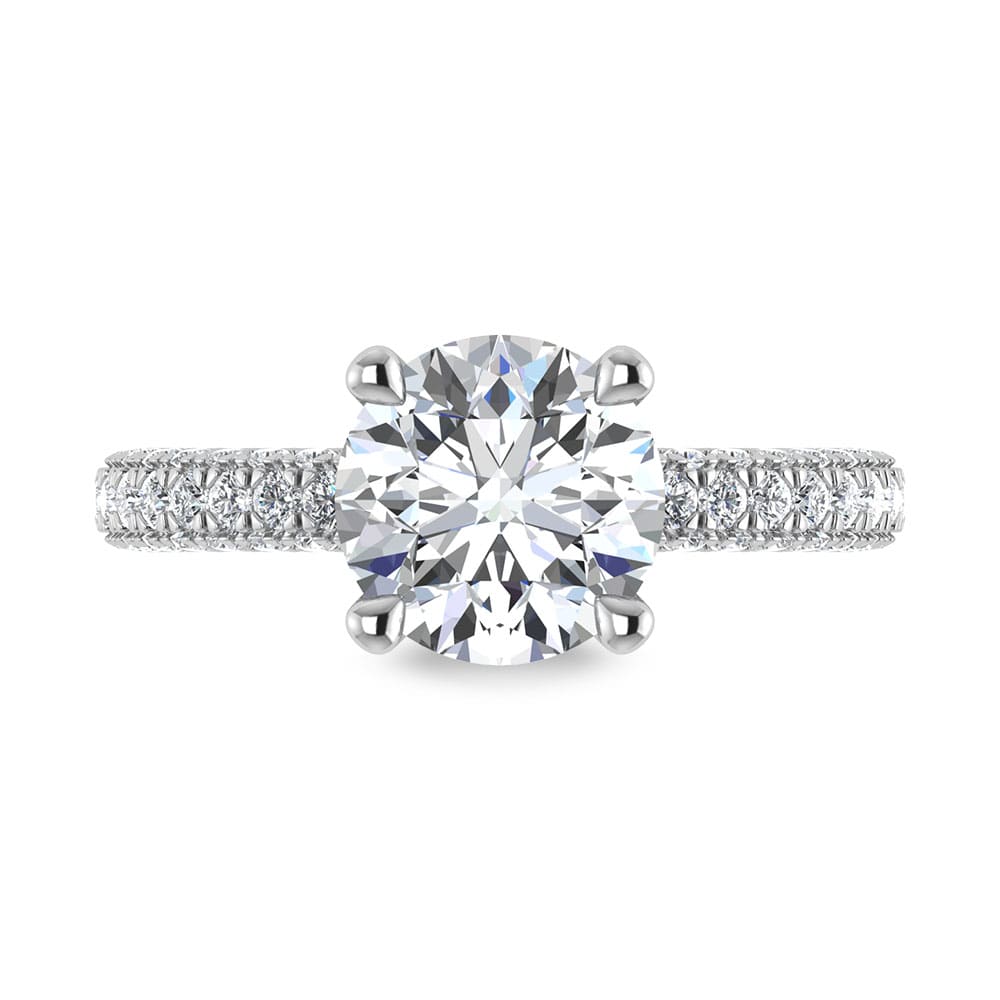 14K White Gold Lab Grown Diamond 4 Ct.Tw. IGI Certified Round Shape Halo Engagement Ring (Center 3CT)