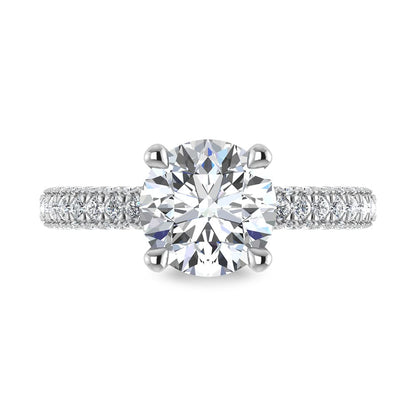 14K White Gold Lab Grown Diamond 4 Ct.Tw. IGI Certified Round Shape Halo Engagement Ring (Center 3CT)